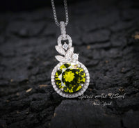 4 CT Green Peridot Necklace - 18KGP Sterling Silver - Gemstone Flower Petal - August Birthstone - Unique Design Peridot Pendant #952