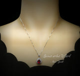 Double Halo Teardrop Ruby Necklace, 18KGP Sterling Silver, 2.75 CT Large Red Ruby Pendant, Gemstone Pear Jewelry #586