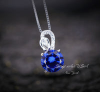 Gorgeous Tanzanite Necklace - Sterling Silver Solitaire 8mm 2 Ct Round Manmade Tanzanite Jewelry - Vivid Tanzanite Gemstone #264