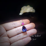 Teardrop Tanzanite Necklace - 7 CT Large Blue Tanzanite Pendant - Sterling Silver - December Birthstone - 18KGP #783