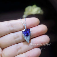 Large Trillion Cut Blue Tanzanite Necklace - 18KGP Sterling Silver - Protective Queen's Guard Sword Pendant - December Birthstone #766