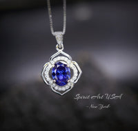 Tanzanite Pendant - Sterling Silver Gemstone Flower OF Life Tanzanite Necklace - December Birthstone Tanzanite Jewelry #245