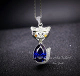 Tanzanite Necklace - Fox Necklace - 18kgp @ sterling silver - Large Lab Created Tanzanite Pendant - December Birthstone #452