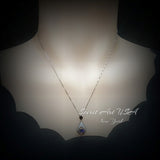 Dynamic Swing Blue Tanzanite Necklace - Round Cut 0.85 Ct - Full Sterling Silver 18KGP - Lab created Energic Tanzanite Pendant #183