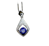 Dynamic Swing Blue Tanzanite Necklace - Round Cut 0.85 Ct - Full Sterling Silver 18KGP - Lab created Energic Tanzanite Pendant #183