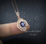 Tanzanite Necklace - 18k Rose gold coated Sterling Silver - Dainty Lab Created Tanzanite Jewelry - December Birthstone #536