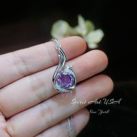 Genuine Amethyst Necklace - Phoenix Pendant - 18KGP @ Sterling Silver - February Birthstone - Amethyst Jewelry #688