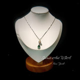 Green Emerald Necklace - Butterfly Flower Pendant - 18kgp @ Sterling Silver - 1 CT Teardrop Emerald Jewelry #517