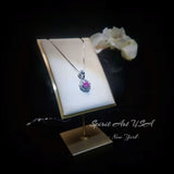 Pink Tourmaline Necklace - 18KGP @ Sterling Silver - Rose Flower Necklace - Pink Tourmaline Pendant #402