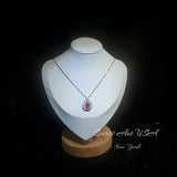 Pink Sapphire Necklace - Pear Teardrop Cut - White gold - Sterling Silver - 2.5CT Fuchsia Red Sapphire Jewelry #957B