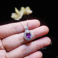 Natural Amethyst Necklace - Genuine Amethyst Pendant - 18KGP @ Sterling Silver - February Birthstone - Amethyst Jewelry #494