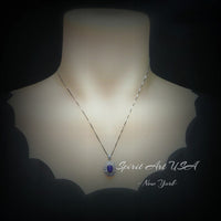 Lapis Lazuli Necklace - Double Halo - Lapis Lazuli Pendant - 18KGP @ Sterling Silver #495