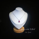 Ruby Necklace - Double Halo Ruby Pendant - 18KGP @ Sterling Silver - July Birthstone - 2.3 CT Red Ruby Jewelry #407