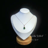 Dainty Emerald Necklace - Rose Gold coated Sterling Silver - Lab Created Green Emerald Pendant - May Birthstone #187