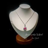 Pink Sapphire Necklace - Sterling Silver - Phoenix Necklace - Round 2 CT Pink Sapphire Pendant - Phoenix Bird Jewelry - 18KGP #692