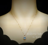 Aquamarine Necklace - Rose Gold Halo Blue Aquamarine Pendant - 18kgp @ Sterling Silver - March Birthstone #300