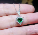 Super Tiny Emerald Heart Necklace Full Sterling Silver Made May Birhtstone Minimalist Green Gemstone Heart Pendant 023