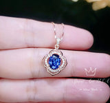 Tanzanite Pendant - Rose gold Sterling Silver Flower OF Life Tanzanite Necklace - December Birthstone #290