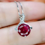 Tiny Red Ruby Necklace • Gemstone Bow Necklace • 2CT Bowknot Ruby Pendant • Sterling Silver Infinite Minimalist Red Gemstone Jewelry #107