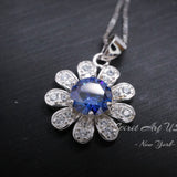 Tiny Tanzanite Sunflower Necklace Sterling Silver - December Birthstone - Tanzanite pendant Sterling Silver 053