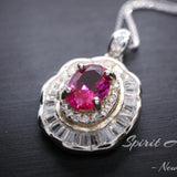 Tiny Ruby Necklace Gemstone Lotus 1 ct Red Gemstone Pendant White Gold Plated Tiny July Birthstone #543