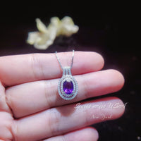 Natural Amethyst Necklace - Genuine Amethyst Pendant - 18KGP @ Sterling Silver - February Birthstone - Amethyst Jewelry #494