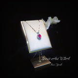 Ruby Necklace - Double Halo Ruby Pendant - 18KGP @ Sterling Silver - July Birthstone - 2.3 CT Red Ruby Jewelry #407