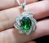 Green Emerald Necklace Gemstone Milky Way Spiral Pendant 18KGP Sterling Silver 2.8 CT Galaxy Energy Vortexes Windmill Emerald Jewelry #849