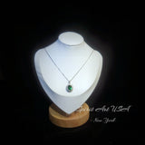 Double Halo Emerald Necklace - Green Emerald Pendant - 18kgp @ Sterling Silver - May Birthstone - Emerald Jewelry #593