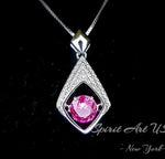 Dynamic Swing Pink Tourmaline Necklace - Round Cut 0.85 Ct - 18KGP @ Sterling Silver - Pink Tourmaline Pendant #175