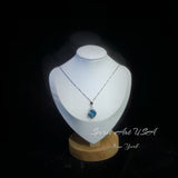 Aquamarine Necklace - Rhombic Style Blue Aquamarine Pendant- 18KGP Sterling Silver - Cushion Cut 6 CT - March Birthstone #599