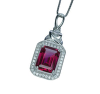 Ruby Necklace - Rectangle Ruby Pendant - 18KGP @ Sterling Silver - July Birthstone #299