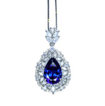 Teardrop Tanzanite Necklace - 18 k White Gold @ Sterling Silver - 3 CT Blue Tanzanite - Gemstone Flower December Birthstone #900