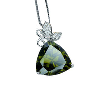 Large Trillion Cut Peridot Necklace - Sterling Silver Butterfly Pendant - Triangle 8 CT Green Peridot #634