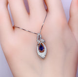 Tiny Teardrop Tanzanite Necklace - 18KGP @ Sterling Silver - Gemstone Butterfly Style - Lab Created Blue Tanzanite Pendant #320