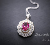 Tiny Ruby Necklace Gemstone Lotus 1 ct Red Gemstone Pendant White Gold Plated Tiny July Birthstone #543