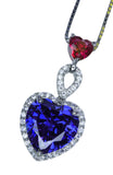 Double Heart Tanzanite Necklace -Gemstone Heart Connect Heart Pendant - 18KGP Sterling Silver - December Birthstone #740