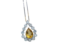 Genuine Citrine necklace - 18KGP @ Sterling Silver - Teardrop Cut - November Birthstone Citrine Jewelry #519