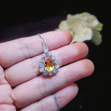 Genuine Citrine necklace - 18KGP @ Sterling Silver - Teardrop Cut - November Birthstone Citrine Jewelry #519