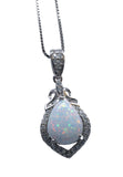 Tiny Opal Necklace - Teardrop Opal Pendant - 18kgp @ Sterling Silver - White Opal Pendant #119