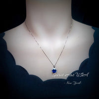 Solitaire Tanzanite Necklace - Deep Royal Blue Tanzanite Pendant - 18KGP @ Sterling Silver - December Birthstone - Square Scissor Cut #413