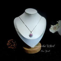 Pink tourmaline Necklace - Diamond Flower Pendant - Dainty Pink Tourmaline Jewelry -18kgp @ Sterling Silver adjustable chain #948B