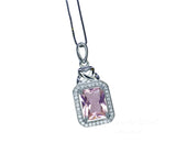 Morganite Necklace - Rectangle Scissor Pink Morganite Pendant - 18KGP @ Sterling Silver - Morganite Jewelry #961