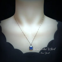 Square Blue Sapphire Necklace - Blue Sapphire Pendant - 18KGP @ Sterling Silver - September Birthstone #929