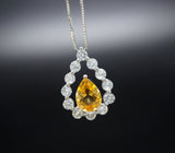 Genuine Citrine necklace - 18KGP @ Sterling Silver - Teardrop Cut - November Birthstone Citrine Jewelry #519