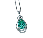 Teardrop Green Paraiba Necklace - 18kgp @ Sterling Silver - Pear Cut Green Tourmaline Pendant #945