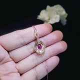 Ruby Necklace - Ruby Pendant - Rose gold @ Sterling Silver - July Birthstone - Adjustable Chain #414