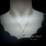 Tiny Opal Necklace - Teardrop Opal Pendant - 18kgp @ Sterling Silver - White Opal Pendant #119