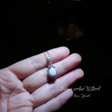 Tiny Opal Necklace - Teardrop Opal Pendant - 18kgp @ Sterling Silver - White Opal Pendant #119