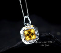 Genuine Citrine necklace - Natural Citrine Necklace - High Quality - Citrine Pendant Jewelry - 18kgp @ Sterling Silver #459